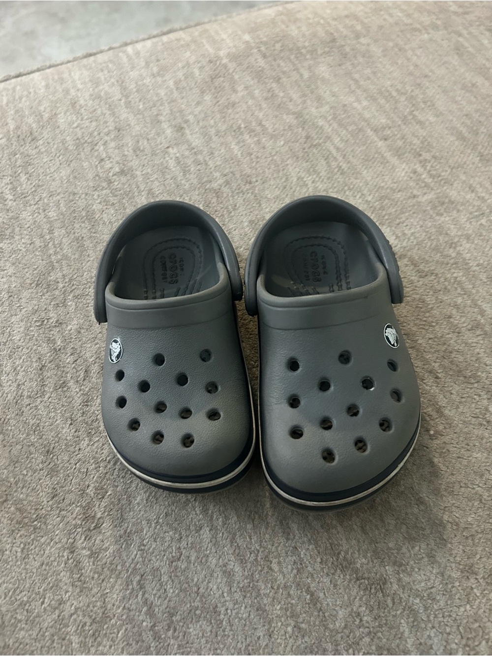 CROCS Kids Gray Water Clogs with Heel Strap